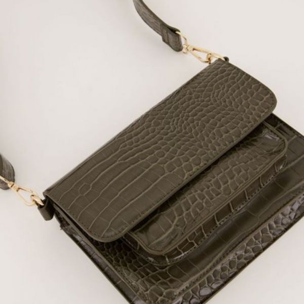 MY JEWELLERY | Croco schoudertas Donkergroen